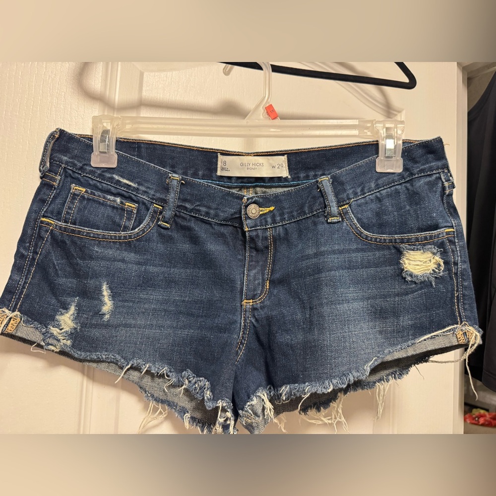 Gilly Hicks Women's Distressed Denim Shorts - Dark Blue